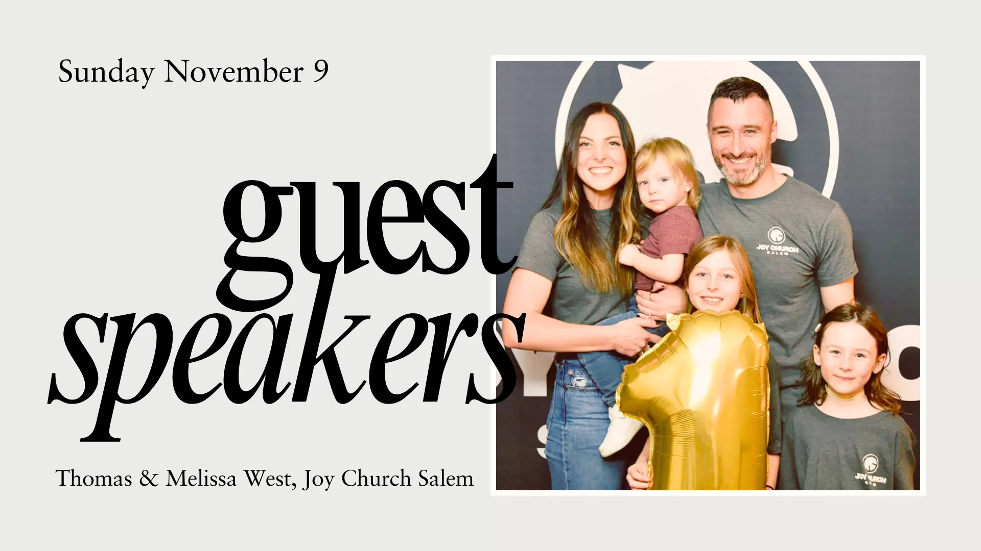 Guest Speakers: Thomas & Melissa West