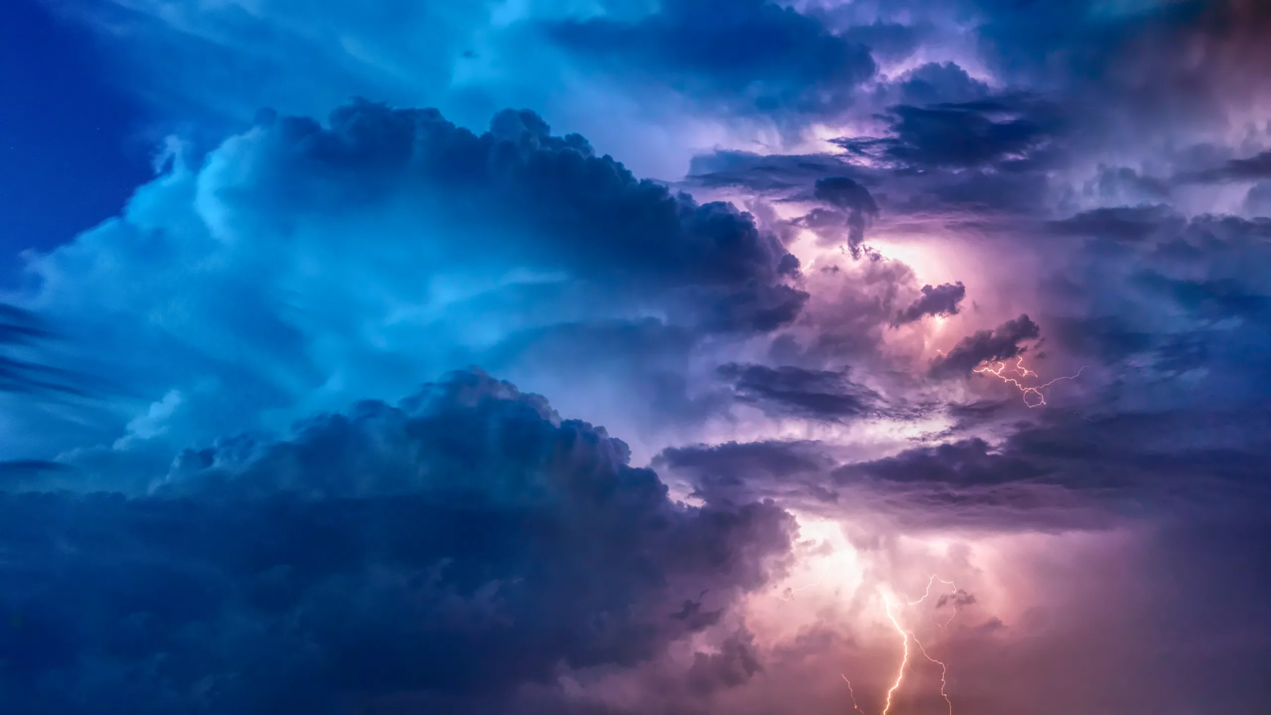 Dramatic storm clouds with light and lightning